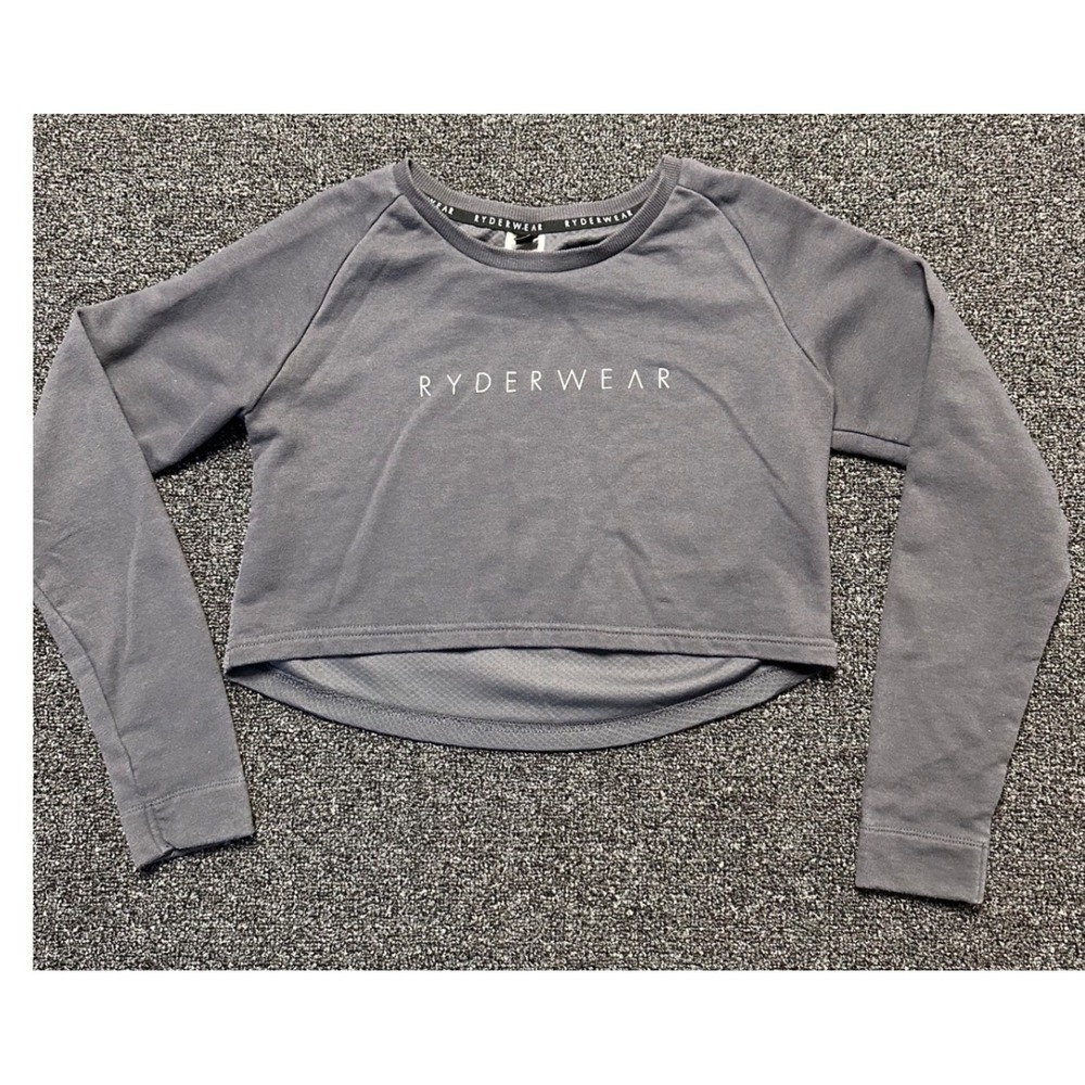 Ryderwear Womens Gray Cropped Long Sleeve Athletic Top Gym Shirt Size M
